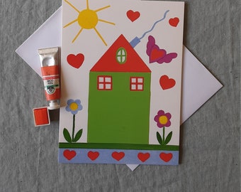 Carte enfants, vœux, vacances,anniversaires, fêtes, invitations, goûters  avec enveloppe blanche