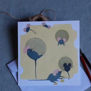 carte voeux,souris,fromage,enfants,invitation,Noël,anniversaires,fêtes, goûter
