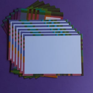 papeterie, Sachet courrier: 6 cartes + 6 enveloppes décorées Madras. Imaginé et peint d’après mes dessins originaux