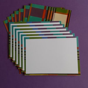 papeterie, Sachet courrier : 6 enveloppes + 6 cartes décorées Madras, imaginé  et peint d'après mes dessins originaux