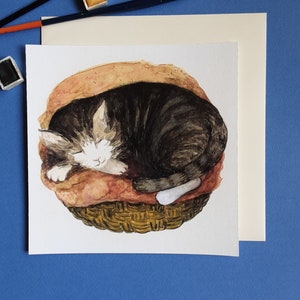 gato, siesta, cesta, felicidad, descanso