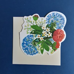 Provence - carte de voeux découpée  fleurs, agapanthes et pivoines