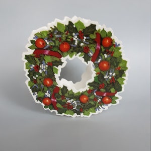 Noël carte de voeux découpée , couronne porte-bonheur,traditions