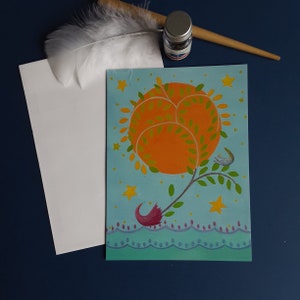 carte de voeux arbre lyre fête des mères ou des grands-mères, fête des pères ou des grands-pères, anniversaires et fêtes