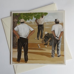 provence, carte postale, joueurs de pétanque, été, Jeux de boules
