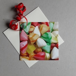 bonbons,sweet,carte de voeux,fête foraine,berlingots,bonbons,enfants, anniversaires et fêtes, invitations, goûters