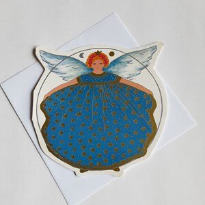 ange carte double découpée,anniversaires et fêtes, communion,baptêmes, naissance,