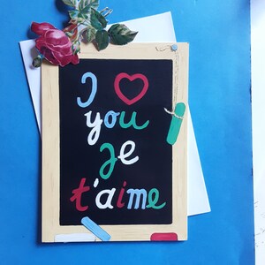 double greeting card, slate, I love you, Valentine's Day love, birthdays and holidays