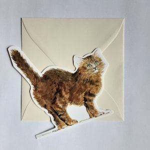 cat - double die-cut greeting card with matching envelope,animals