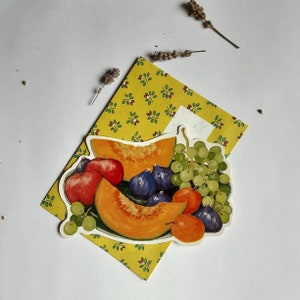 provence -carte postale découpée,corbeille de fruits