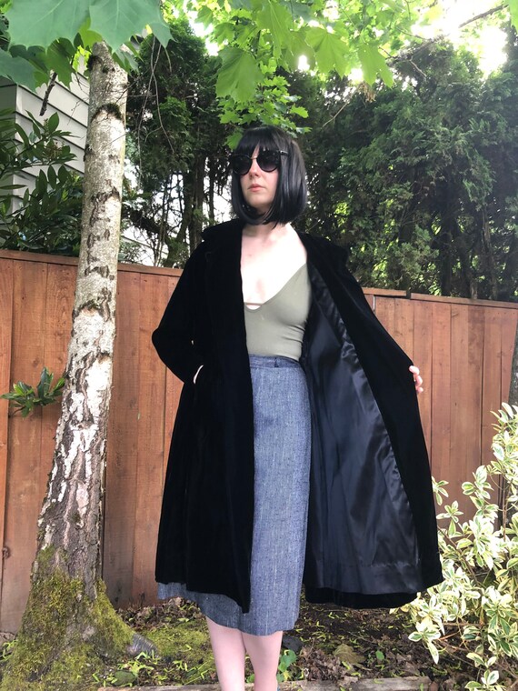 Vintage H.Liebes 1940's Hooded Black Silk Velvet O