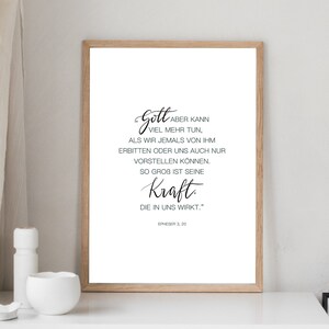 Bible verse poster | EPHESIANS 3:20| In different sizes and optionally with a frame