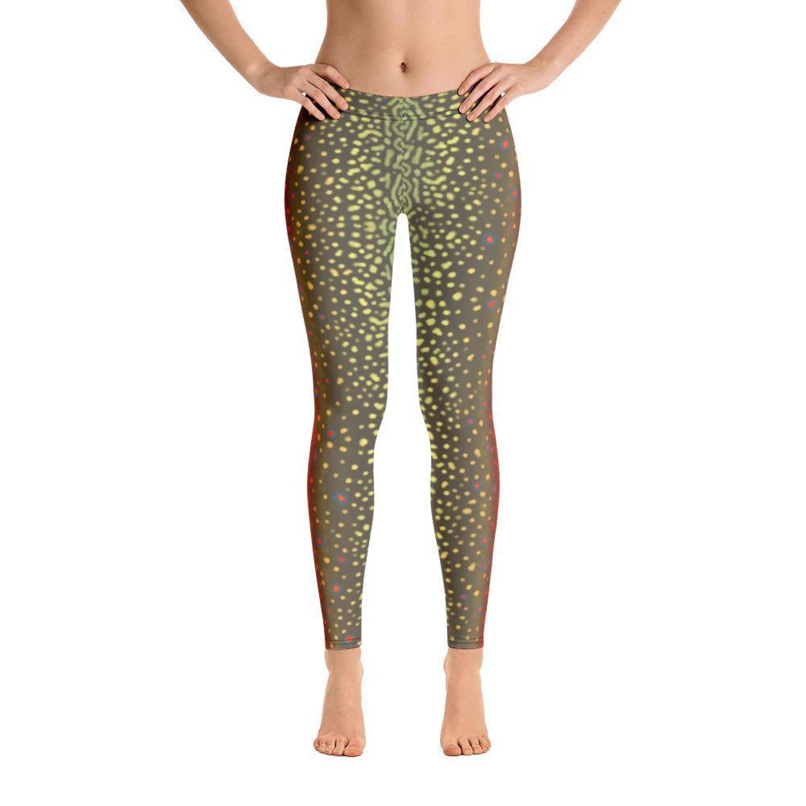 Brook Trout Leggings, Women Fly Fishing Apparel, Gym, Workout, Fitness