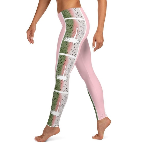 Rainbow Trout Leggings pink Fly Fishing, Gym, Workout, Fitness, Layering,  Fish, Women 