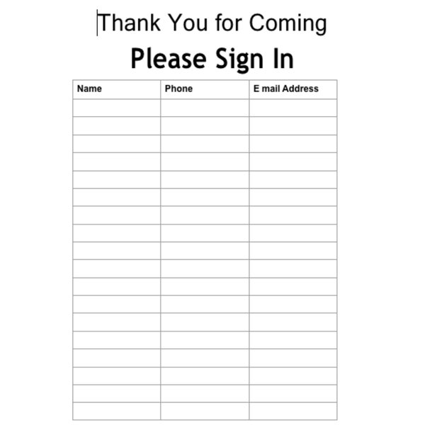 Open House Sign-In Sheet | Marketing | Instant Download | DOC | PDF | Sign In Sheet | Real Estate Agent | Printable
