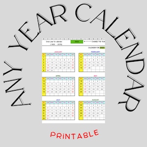 Może przedstawiać: Drukowalny kalendarz na rok 2022 z kolorowym wzorem. Kalendarz jest podzielony na 12 miesięcy, każdy z własną siatką dni. Kalendarz nosi tytuł "Kalendarz roczny" i zawiera tekst "Drukowalny".