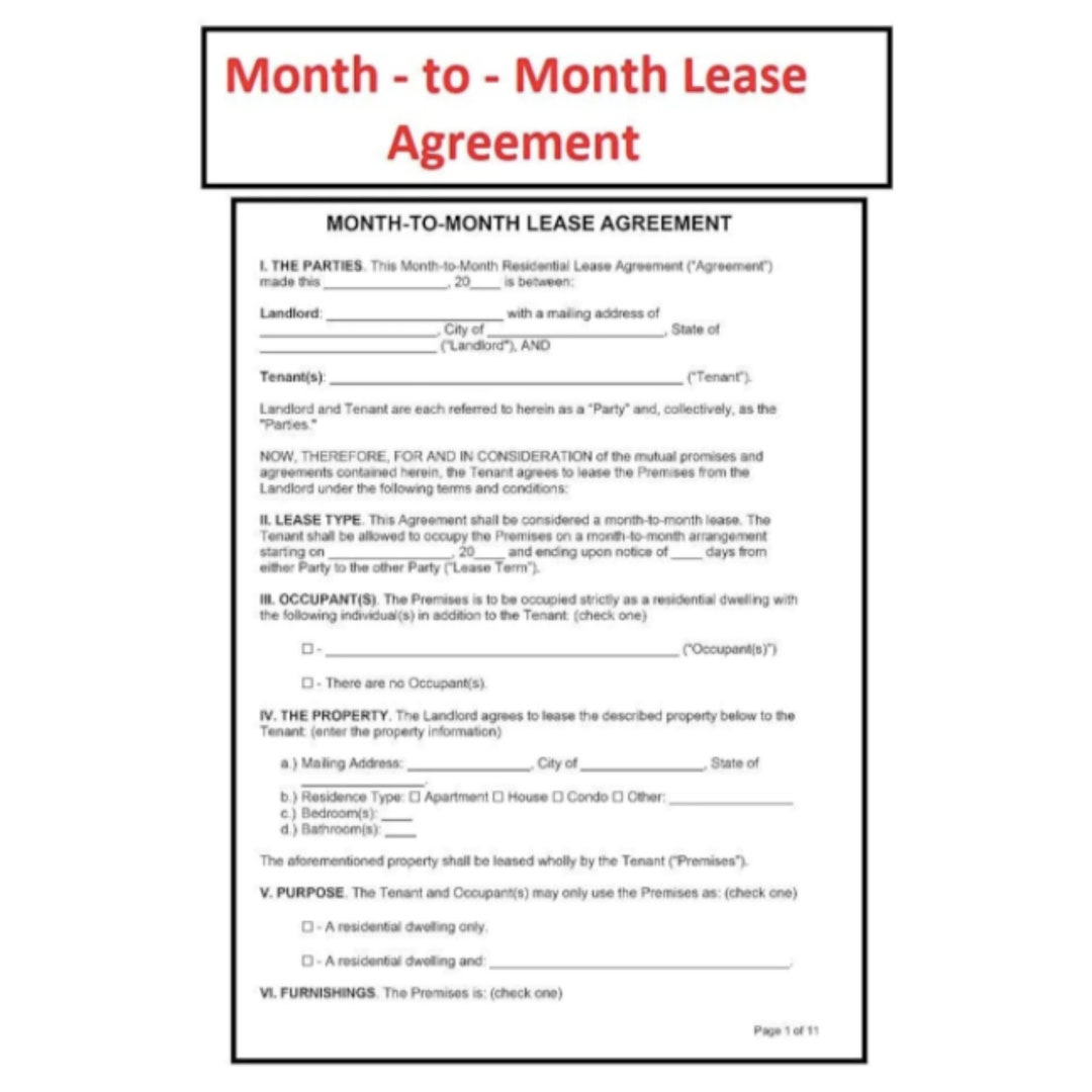 Month to Month Rental Agreement Monthly Rental Agreement Month to Month