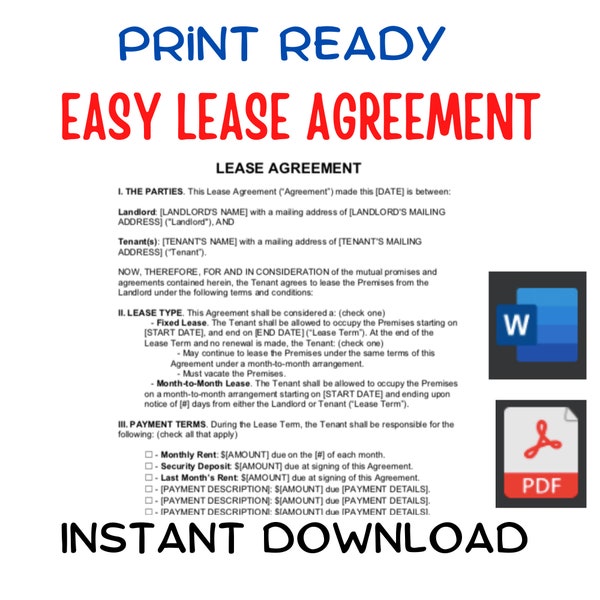 Simple one page lease agreement