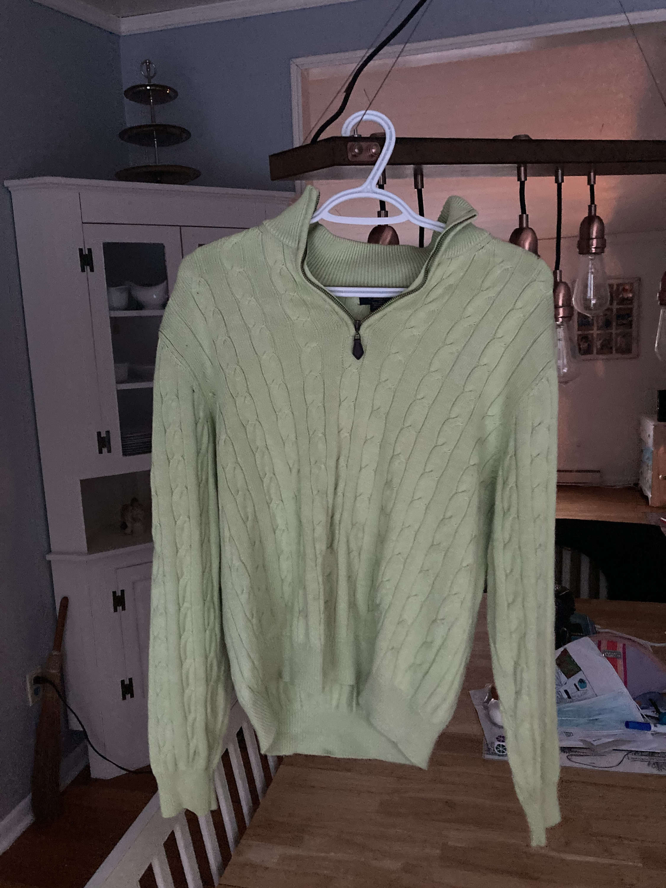 Sage Green Cable Knit Trendy Quarter Zip Brook's Brothers - Etsy