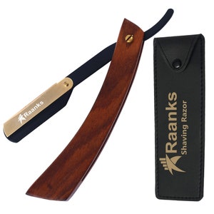 RAANKS Straight Edge shaving Razor for Men&#39;s Fully Handmade Wood handle Folding knife Wet Shaving