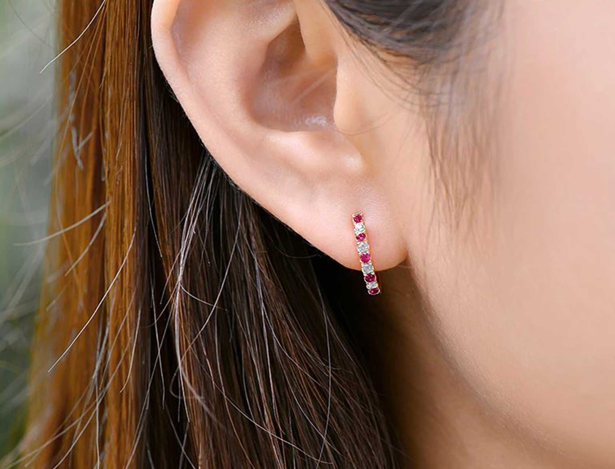 Ruby hoop deals earrings