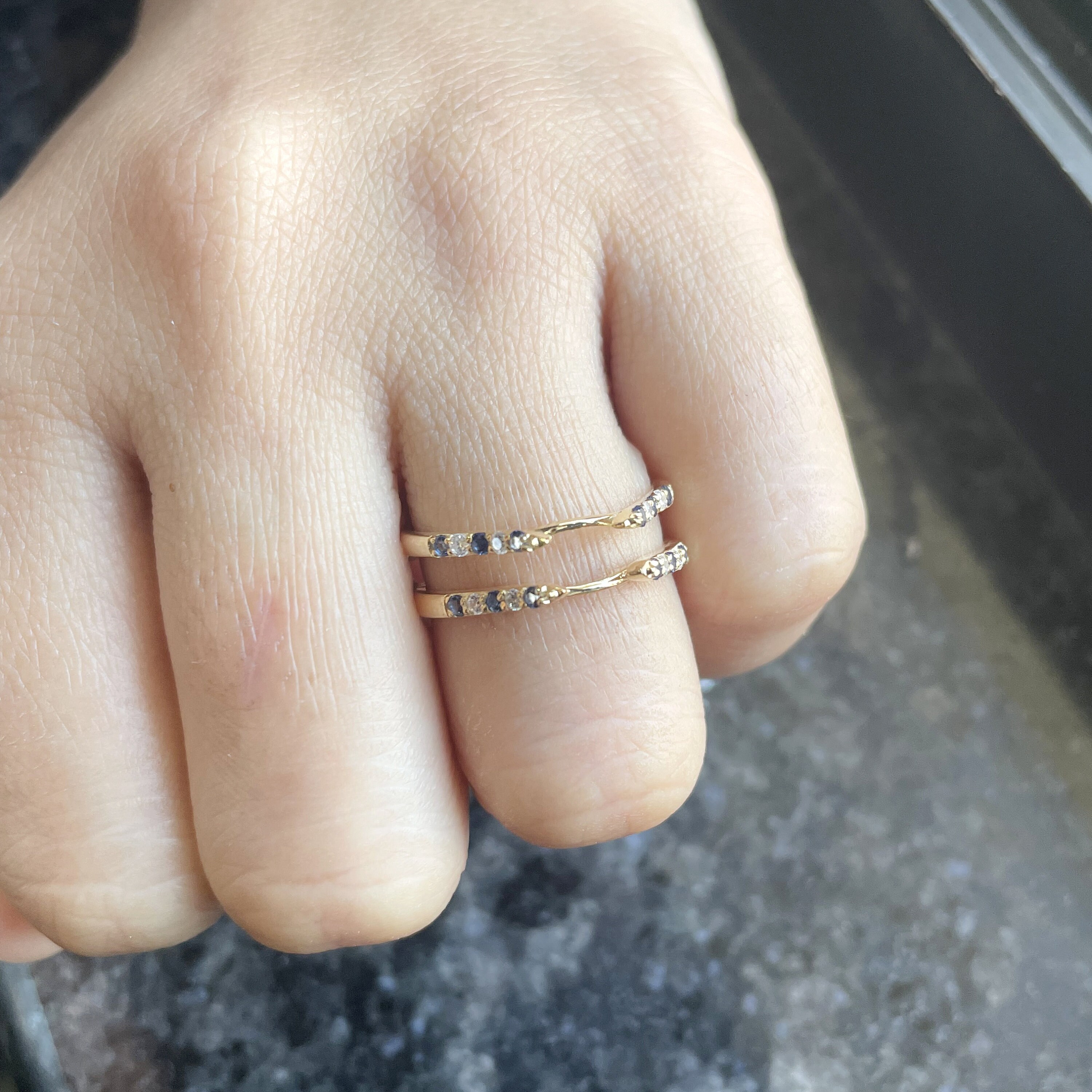 Alternate Blue Sapphire & Diamond Wrap Enhancer Ring 14K Gold Etsy