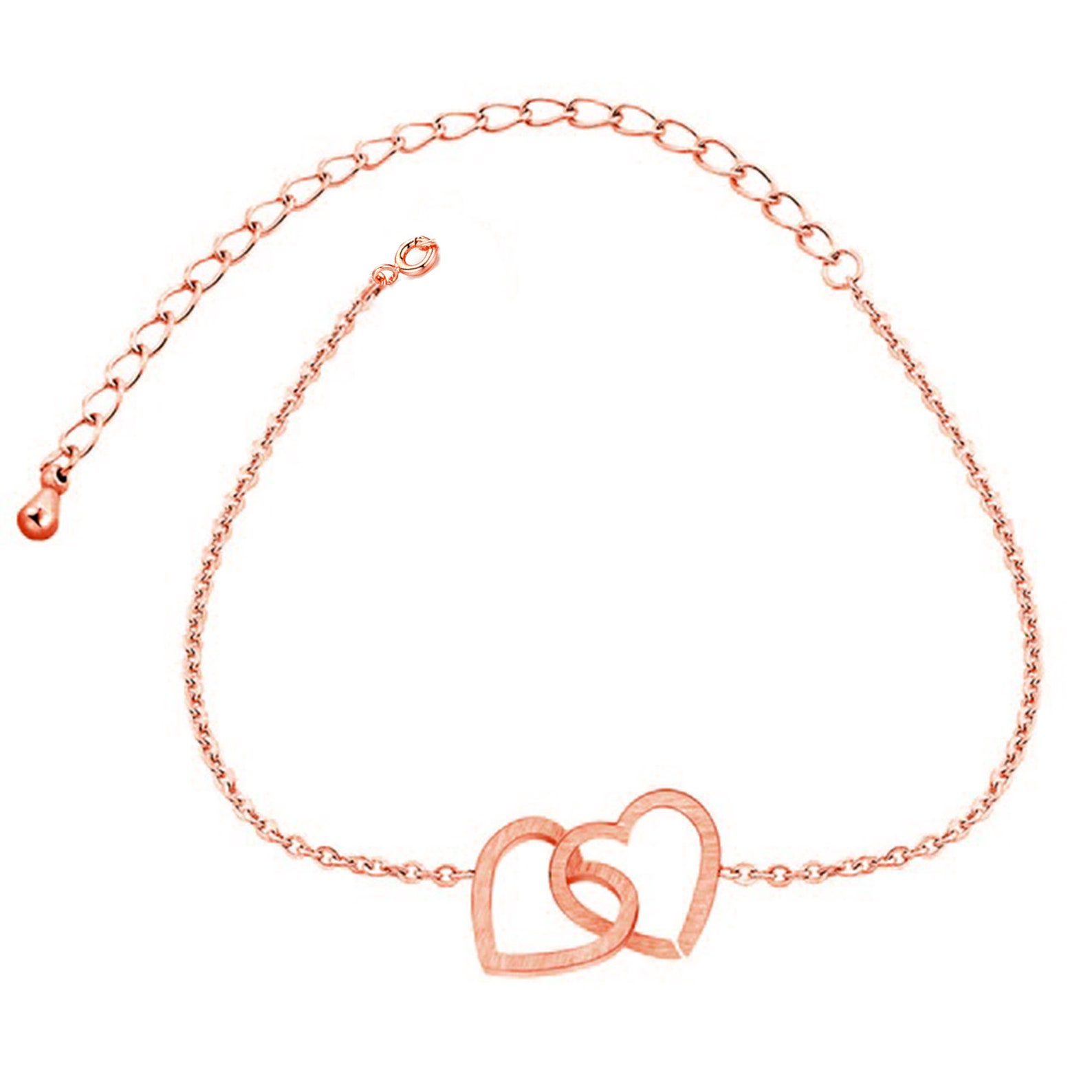 14K Gold Finished Double Heart Chain Bracelet for Womens Love Etsy