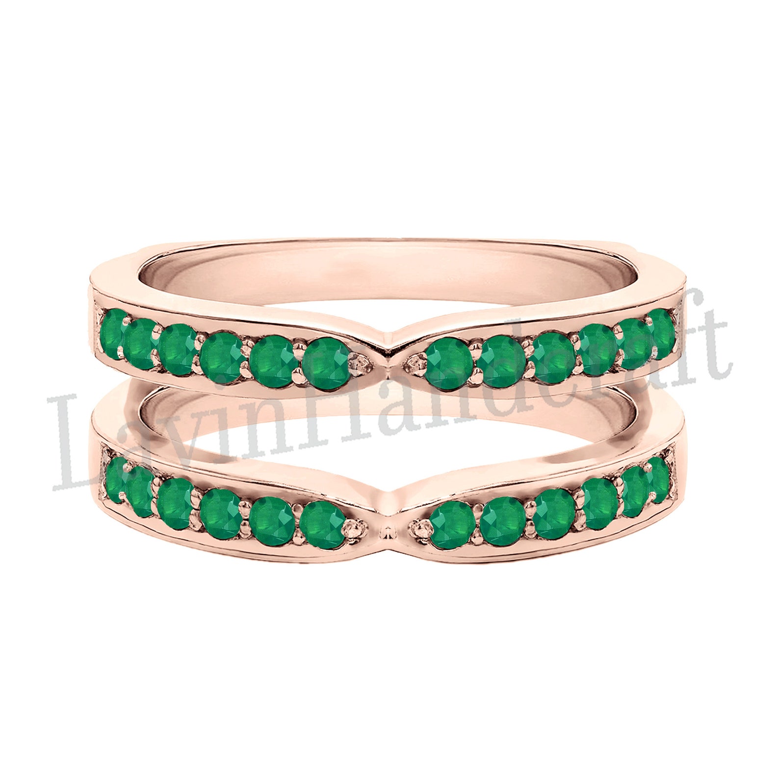 Green Emerald Wrap Enhancer Ring 14K Gold Finish Emerald Etsy