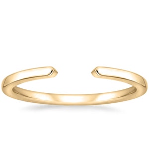 Plain Open Matching Wedding Band For Womens, 14K Solid Gold Finish Dainty Anniversary Band, Stackable Open Ring, Ladies Open Wedding Band