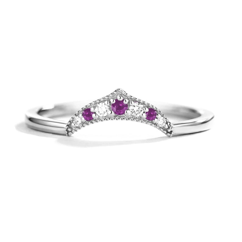 Details about Purple Amethyst and Diamond Checkered Wedding Band Details about Purple Amethyst and Diamond Checkered Wedding Band