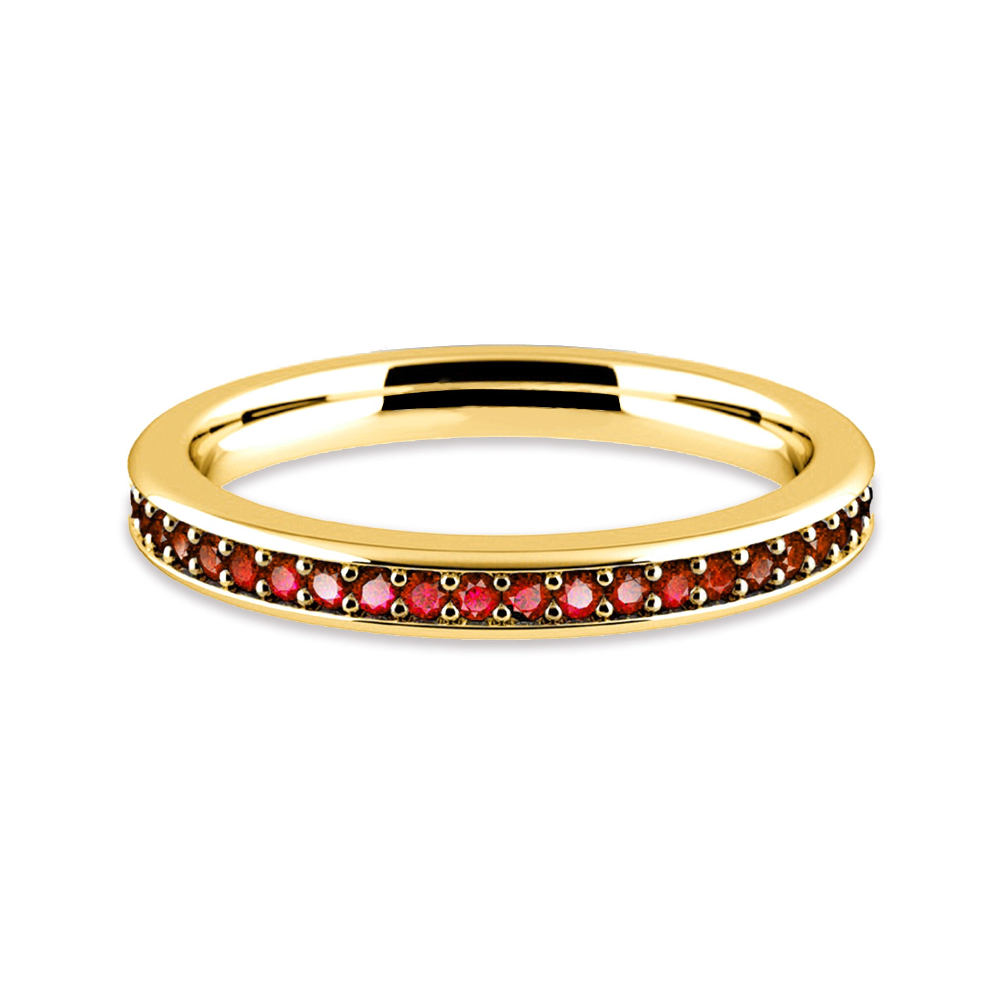Red Ruby Half Eternity Stackable Wedding Band For Womens