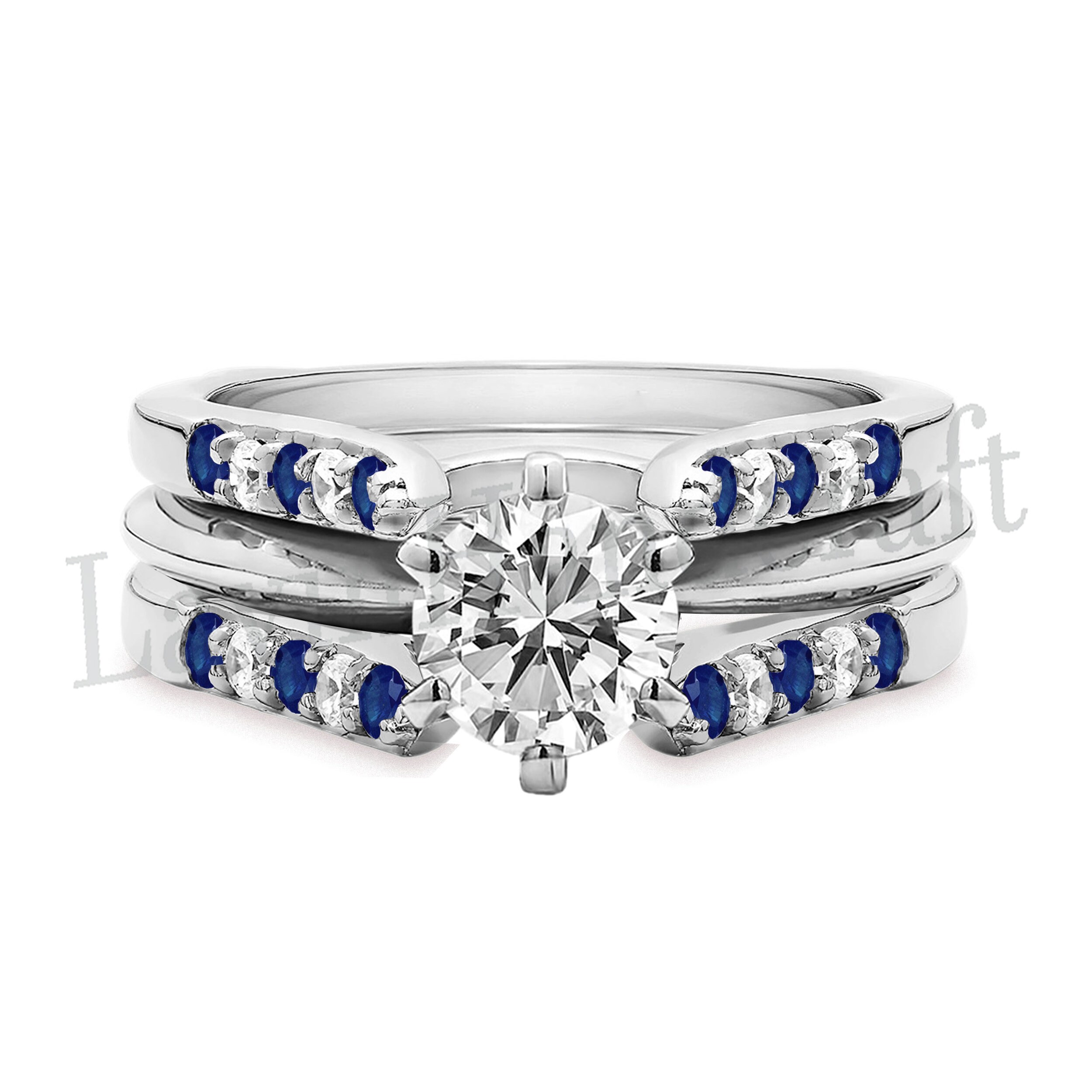 Alternate Blue Sapphire & Diamond Wrap Enhancer Ring 14K Gold Etsy