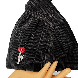 Evening clutch handbag, black japanese knot purse.
