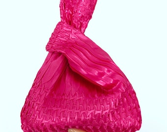 Handmade Japanese Knot Bag - Pink satin clutch