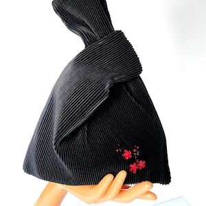Evening clutch handbag, black japanese knot purse.