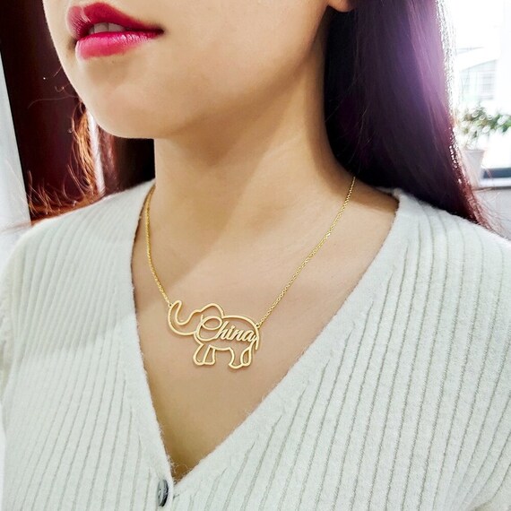 Custom 3D Name Necklace / Double Gold 