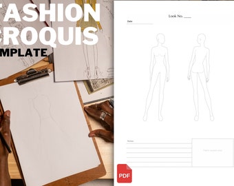 Fashion Croquis Template, Sketchbook Sheet
