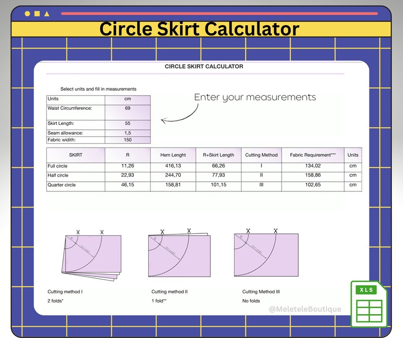 Easy Circle Skirt Calculator Etsy
