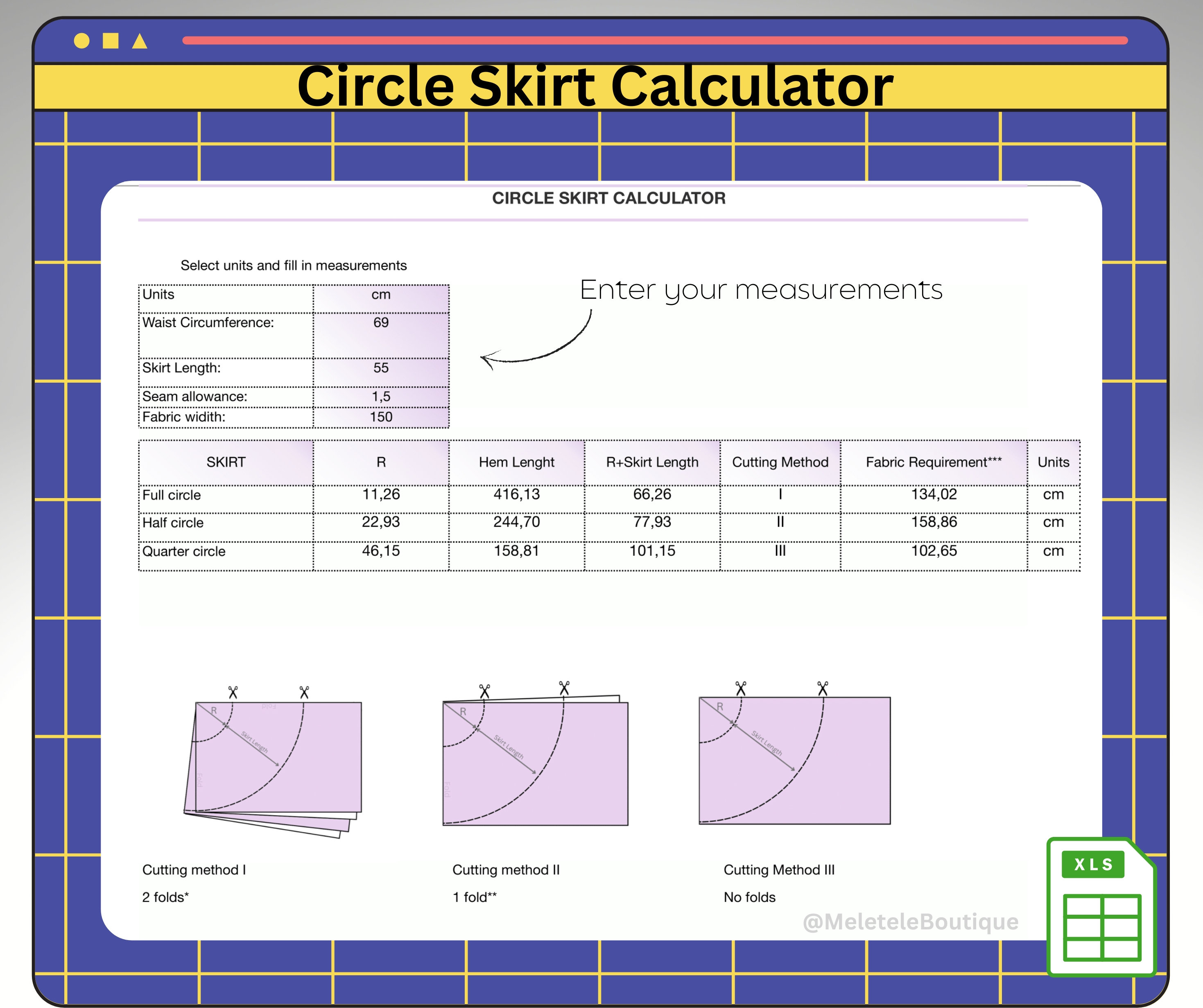 Circle skirt cheap yardage calculator