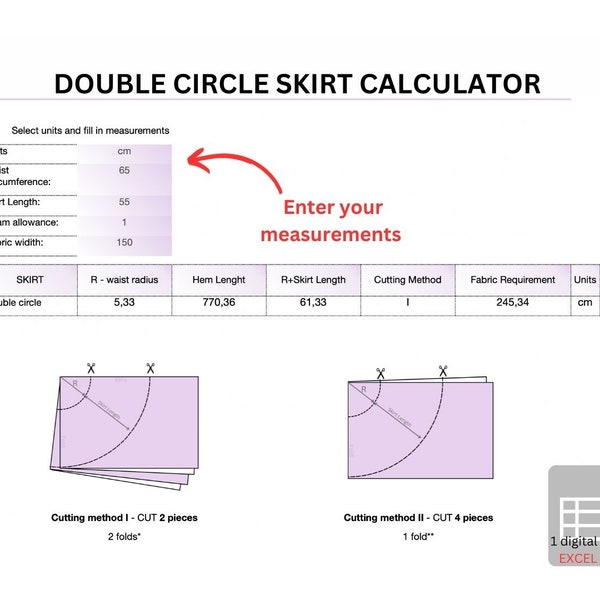 Easy Double Circle Skirt Calculator