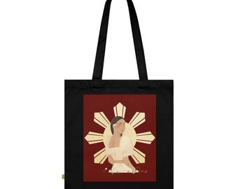 Sampaguita Sinta | Black Organic Cotton Tote Bag, Eco-Friendly Shopping Bag, Gift for Her, Sustainable Fashion Essentials
