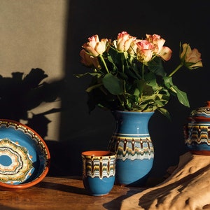 CASSEROLE DISH, BULGARIA, Cooking Pot, Small Traditional Stoneware Ceramic Pottery 600mlArtisan Hand Painted Baking Pot Dish With Lid image 8