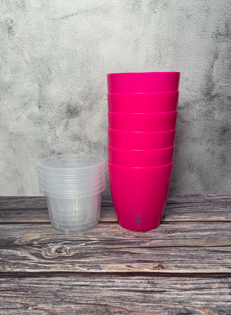 Den perfekta krukan för semi-hydroponisk odling - Självbevattnande kruka med genomskinlig innerkruka och ventilation - även för LECA, pon och organiskt substrat! Barbie pink