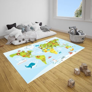 Tapis éducatif, grande carte du monde, tapis pour chambre à coucher, tapis de jeu pour bébé, tapis en mousse à mémoire de forme, tapis pour salon, tapis décoratifs pour la maison