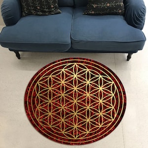 Sacred Geometry Rug, Flower of life, Flower of life Rug, Spiritual Rug,Floor Rug, Large Rugs, Sacred Geometry Decor Rug, Modern Round Rug