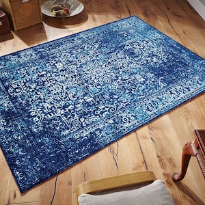 Dark Blue Rug, Over Painted Carpet Blue, Decorative, Living Room Rug, Free Shipping, Muted Rug, Turkish Rug, Anatolian Rug, Best Gift Carpet