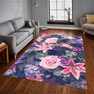 Pink Roses Rug, Pink Floral Rug, Floral Rug, Pink Area Rug, Hot Pink Bedroom Rug, Flowers Rug, Floral Pattern Rug, Pink Area Rugs, Roses Rug