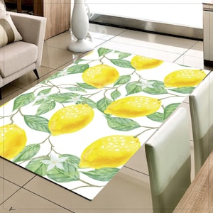 Lemon Tree on High Quality Rug, Lemon Rug, Kitchen Rug, Floor Rug, Laundry Rug, Farmhouse Rug, Bathroom Rug, Lemon Decor, Lemon Area Rug