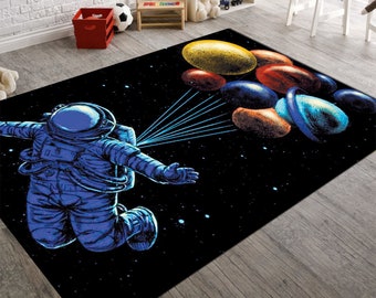 Design Rug Arts, Astronaut Rug, Air Balloon Rug, Space Astronaut Rug, Kids Gift Rug, Boy Room Rug, Decorative Rug, Home Designer Carpet Gift