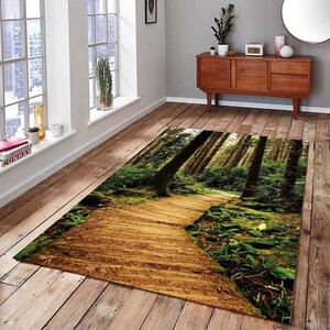 Forest Path Area Rug: Modern Woodland Home Decor